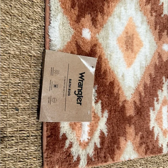 Wrangler Brown, Coral and White Bath Rug - Picture 2 of 3